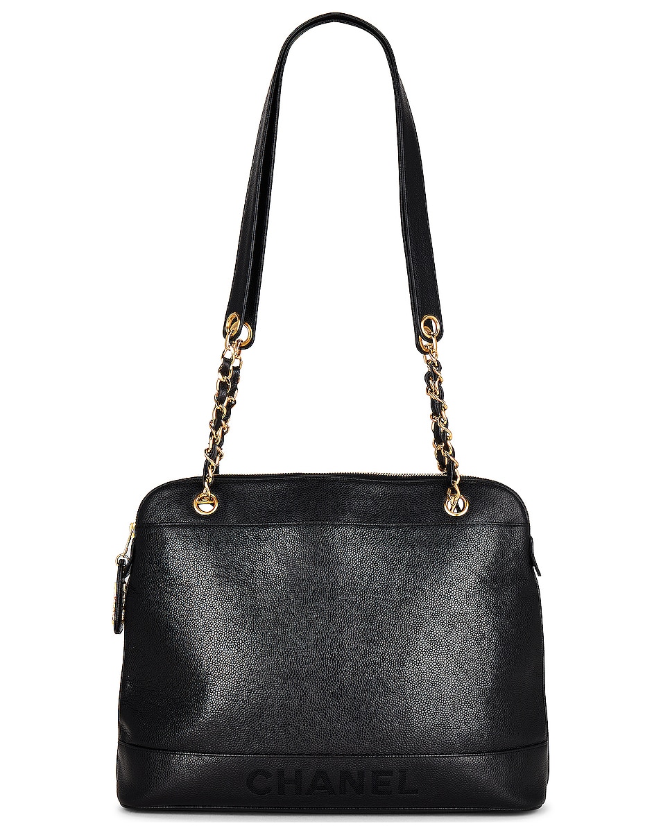 Image 1 of FWRD Renew Chanel Logo Chain Tote Bag in Black