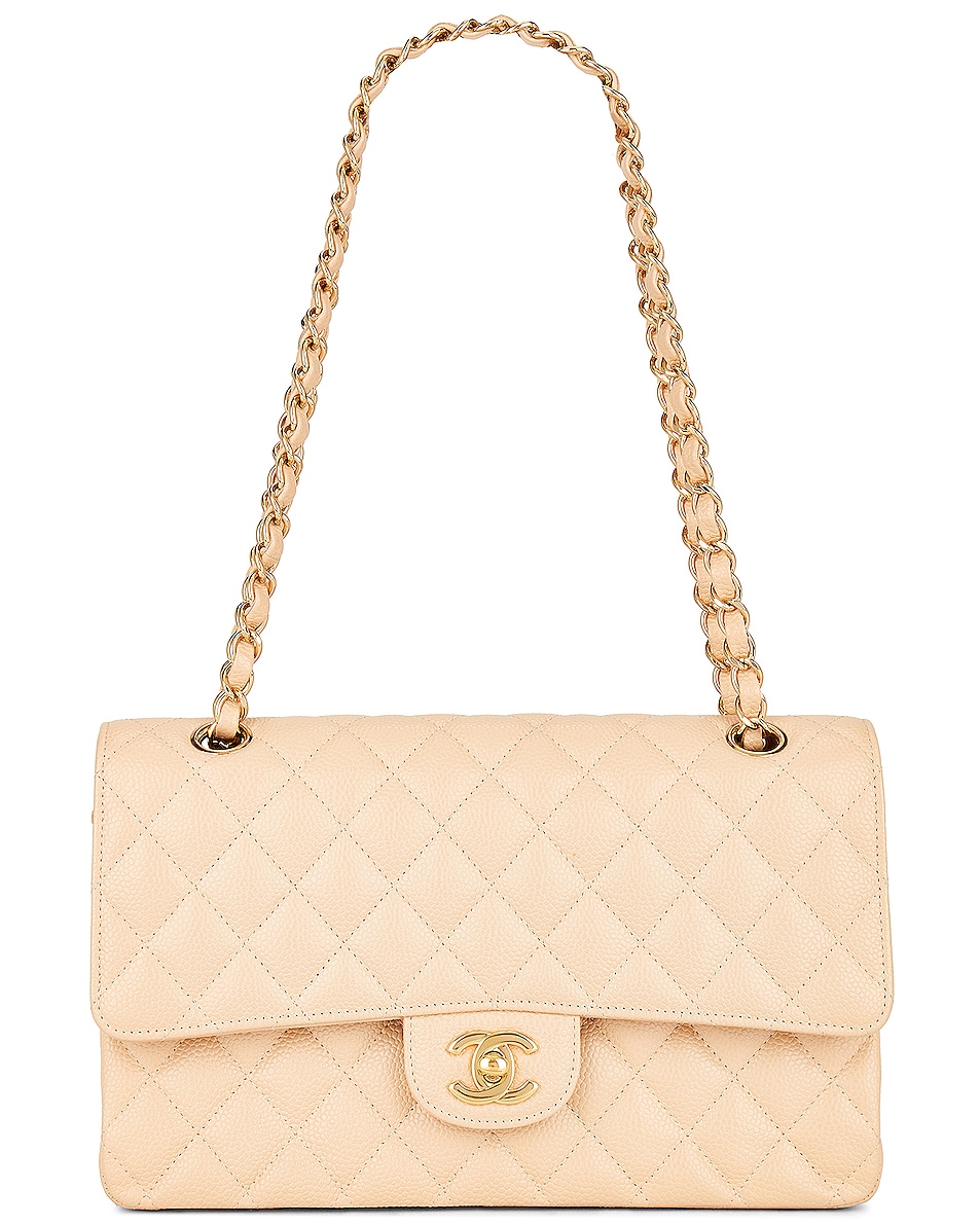 Image 1 of FWRD Renew Chanel 2012 Quilted Caviar Classic Double Flap Bag in Beige