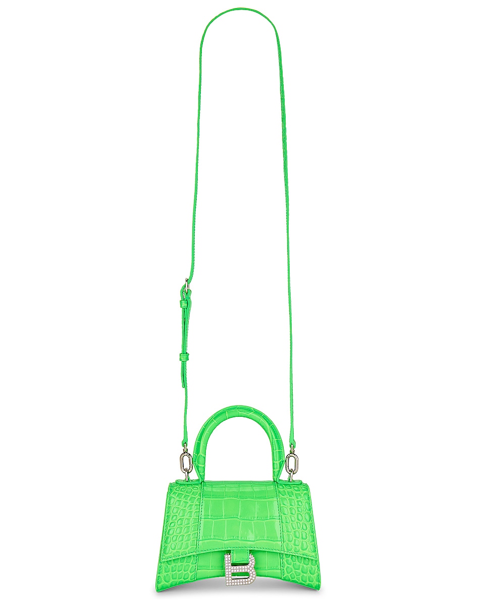 Image 1 of FWRD Renew Balenciaga XS Hourglass Top Handle Bag in Fluo Green