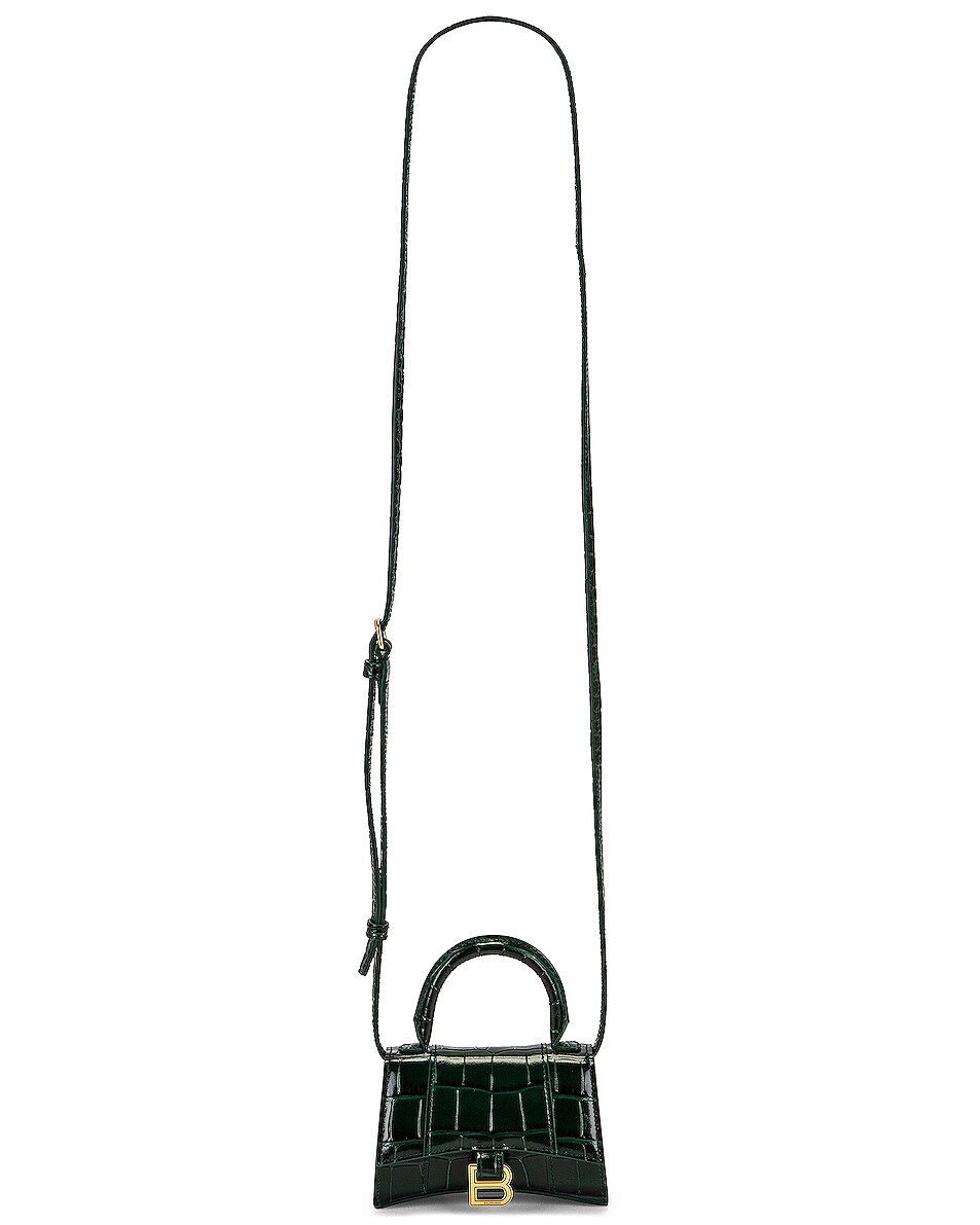 Image 1 of FWRD Renew Balenciaga Mini Hourglass Top Handle Bag in Forest Green