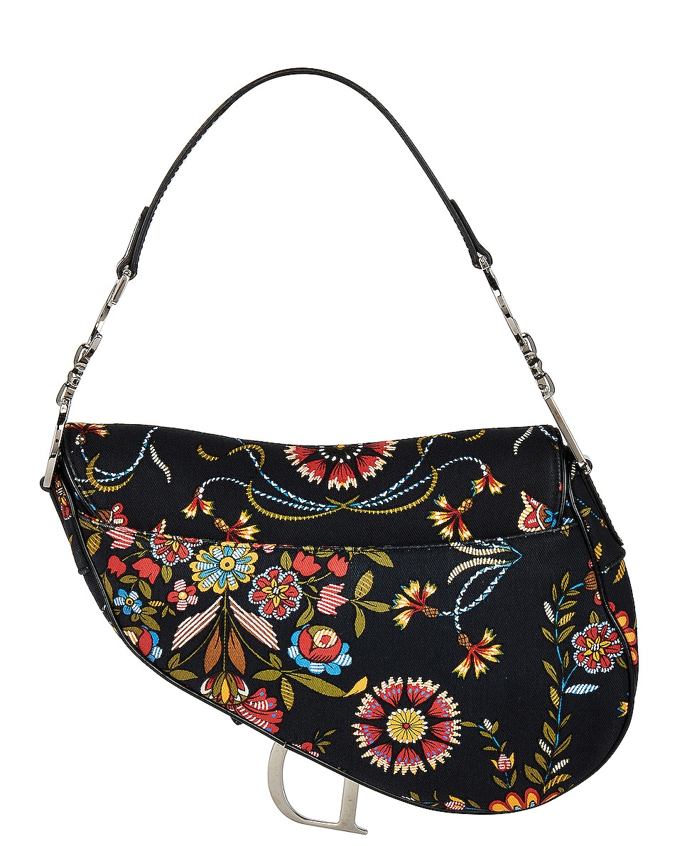 Fwrd Renew Dior Floral Saddle Bag In Black Fwrd 7891