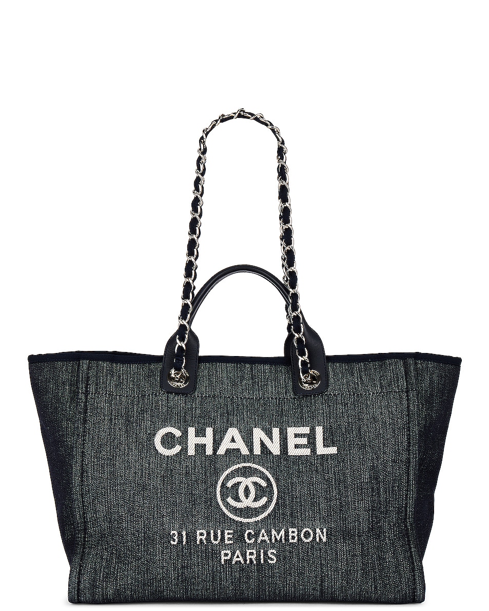 FWRD Renew Chanel Deauville Denim 2 Way Tote Bag in Blue | FWRD