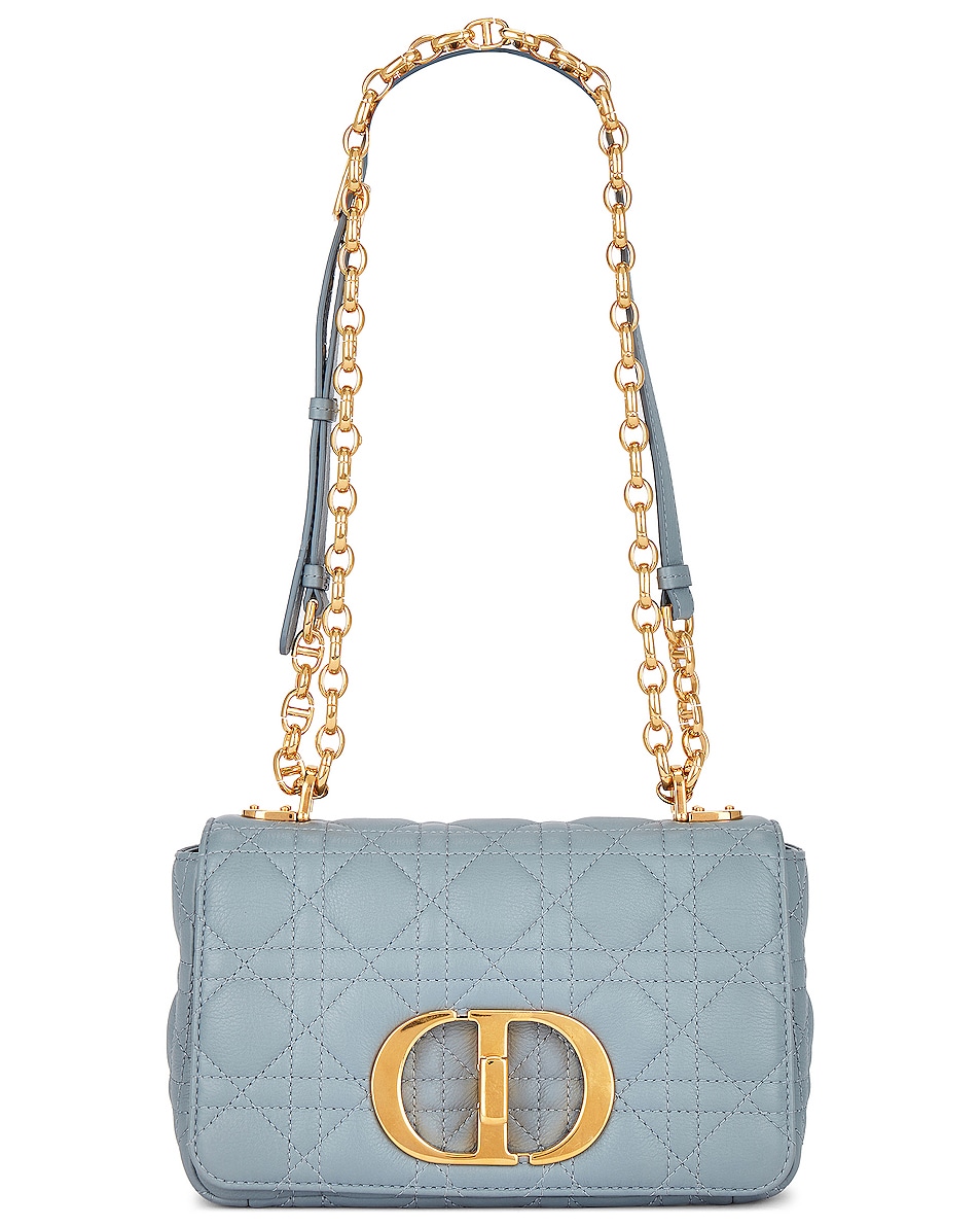 Image 1 of FWRD Renew Dior Cannage Caro Leather Chain Shoulder Bag in Blue