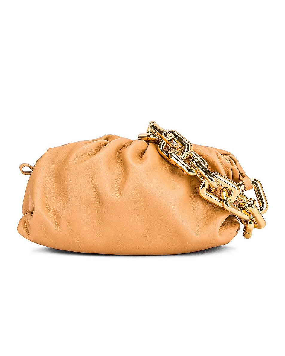 Image 1 of FWRD Renew Bottega Veneta Teen Chain Pouch Shoulder Bag in Almond & Gold