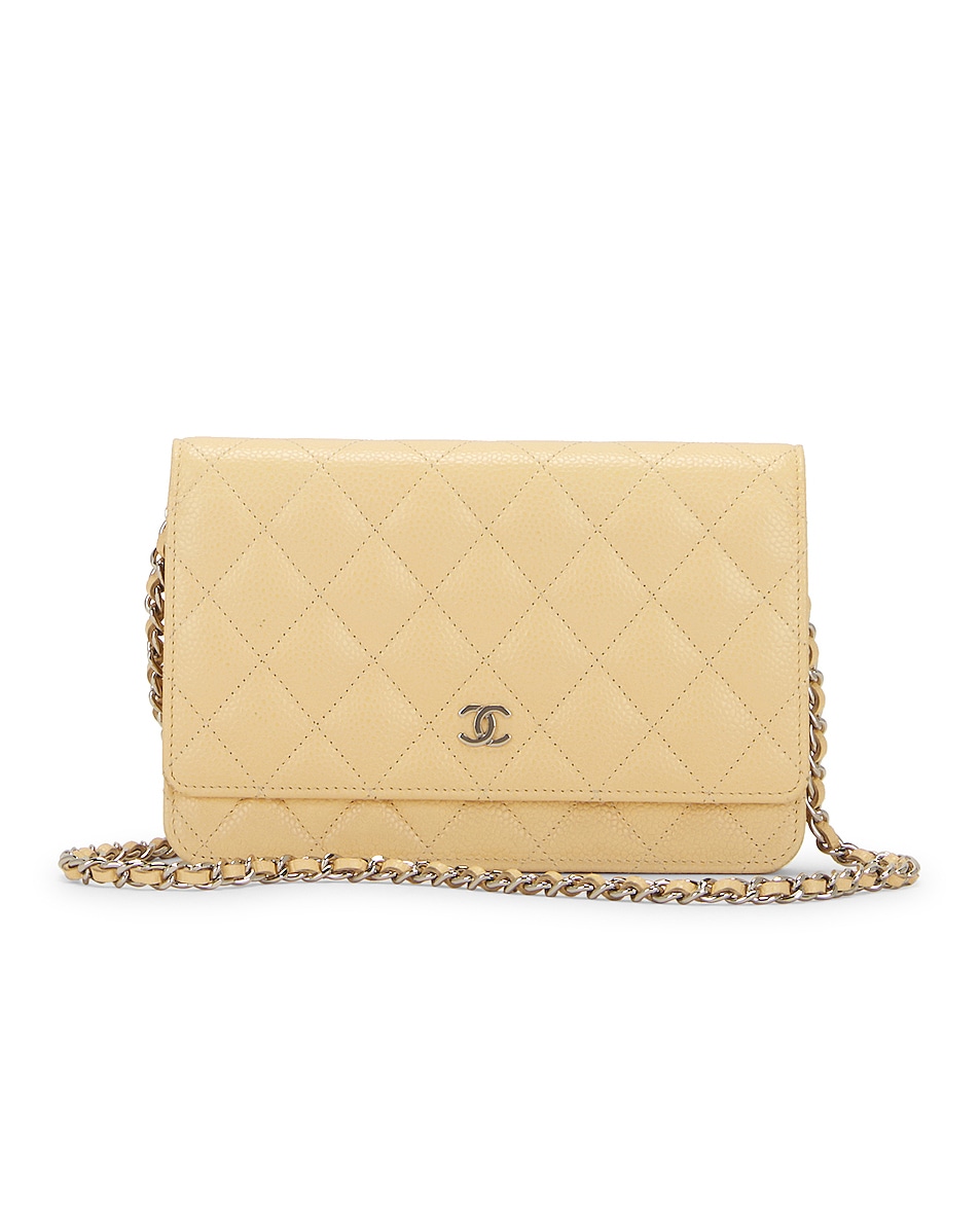 Image 1 of FWRD Renew Chanel Matelasse Caviar Classic Wallet on Chain Shoulder Bag in Cream