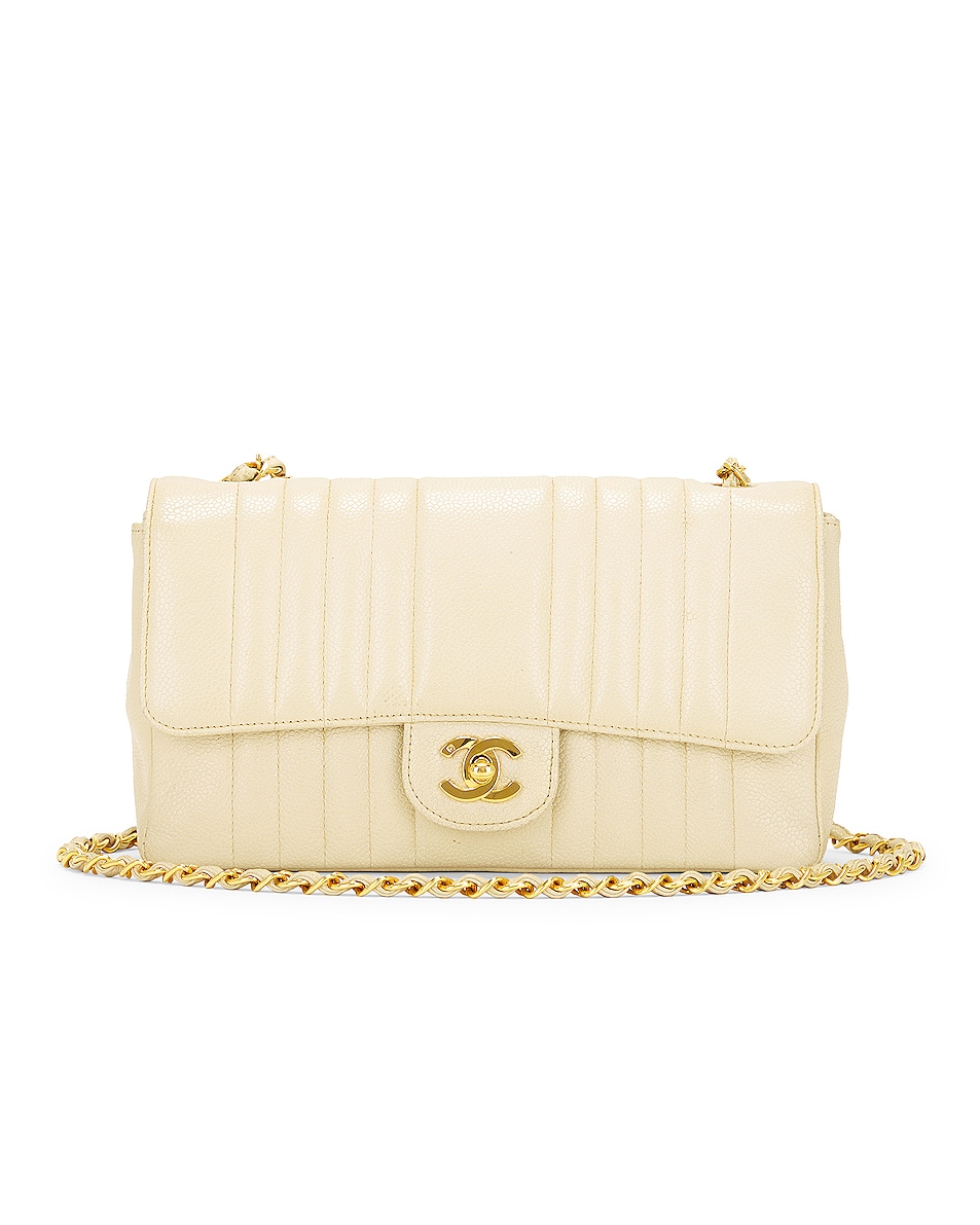 Image 1 of FWRD Renew Chanel Vintage Mademoiselle Classic Single Flap Shoulder Bag in Beige