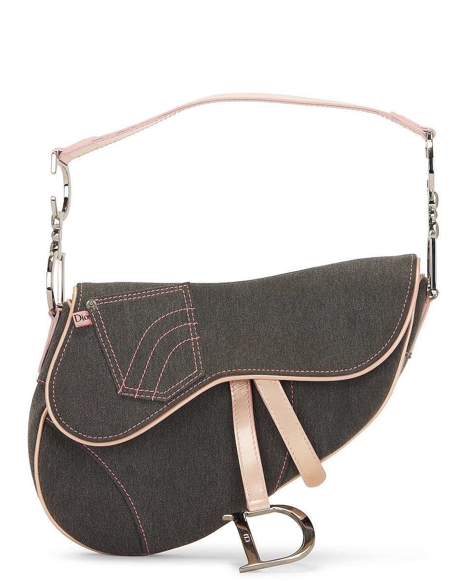 Image 1 of FWRD Renew Dior Canvas Saddle Bag in Grey