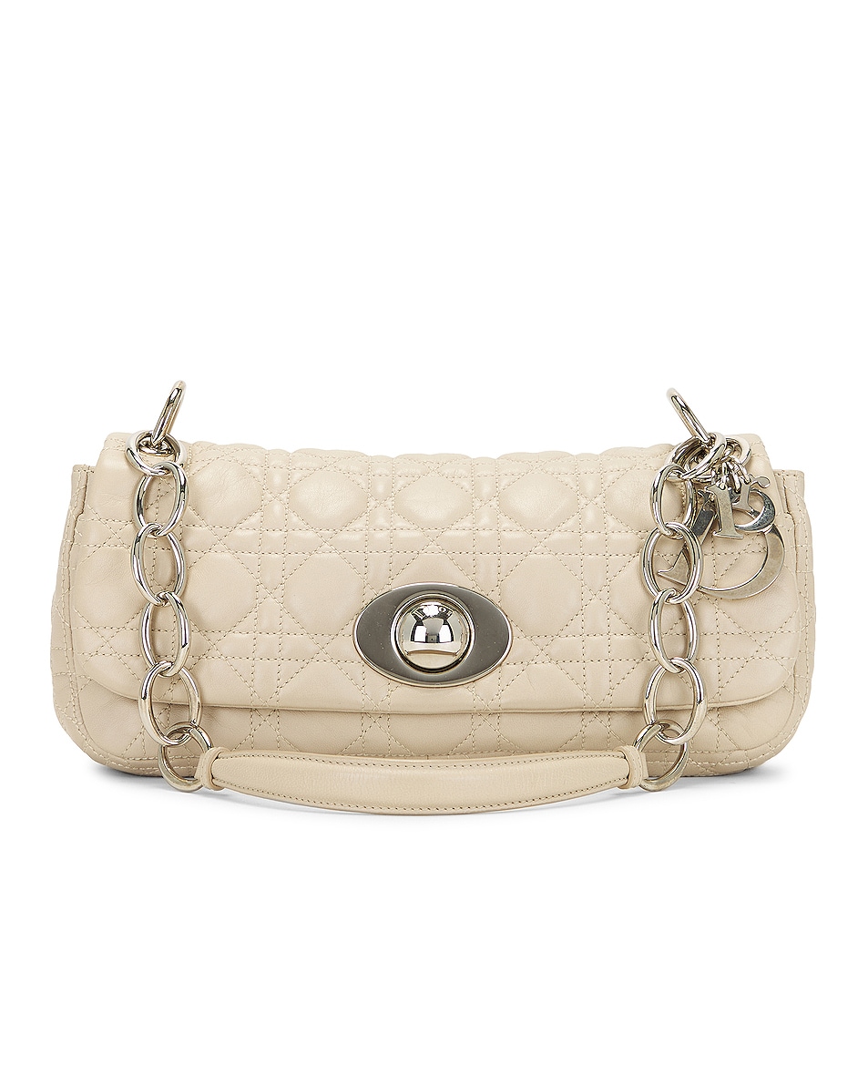 Image 1 of FWRD Renew Dior Cannage Leather Chain Shoulder Bag in Beige