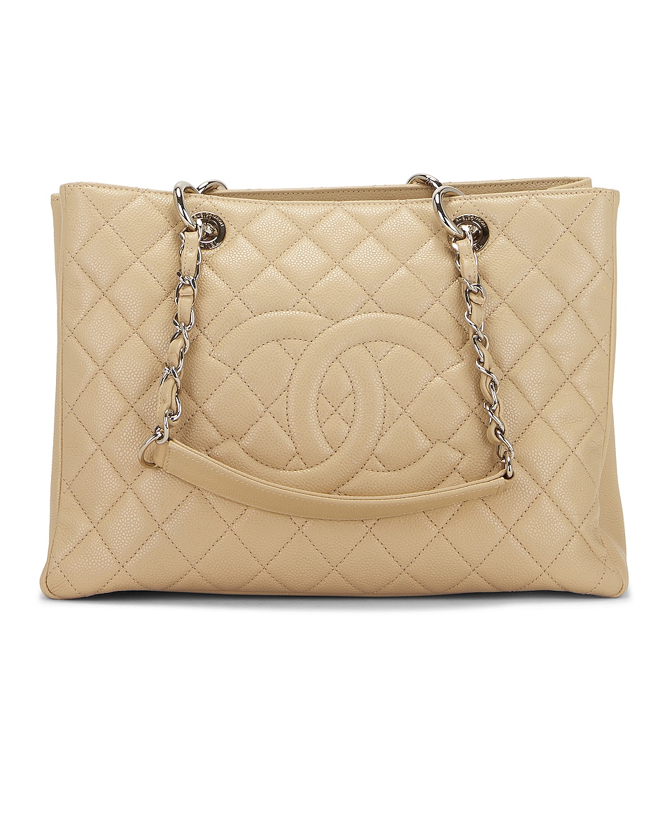 Image 1 of FWRD Renew Chanel Caviar Grand Shopping Tote Bag in Beige