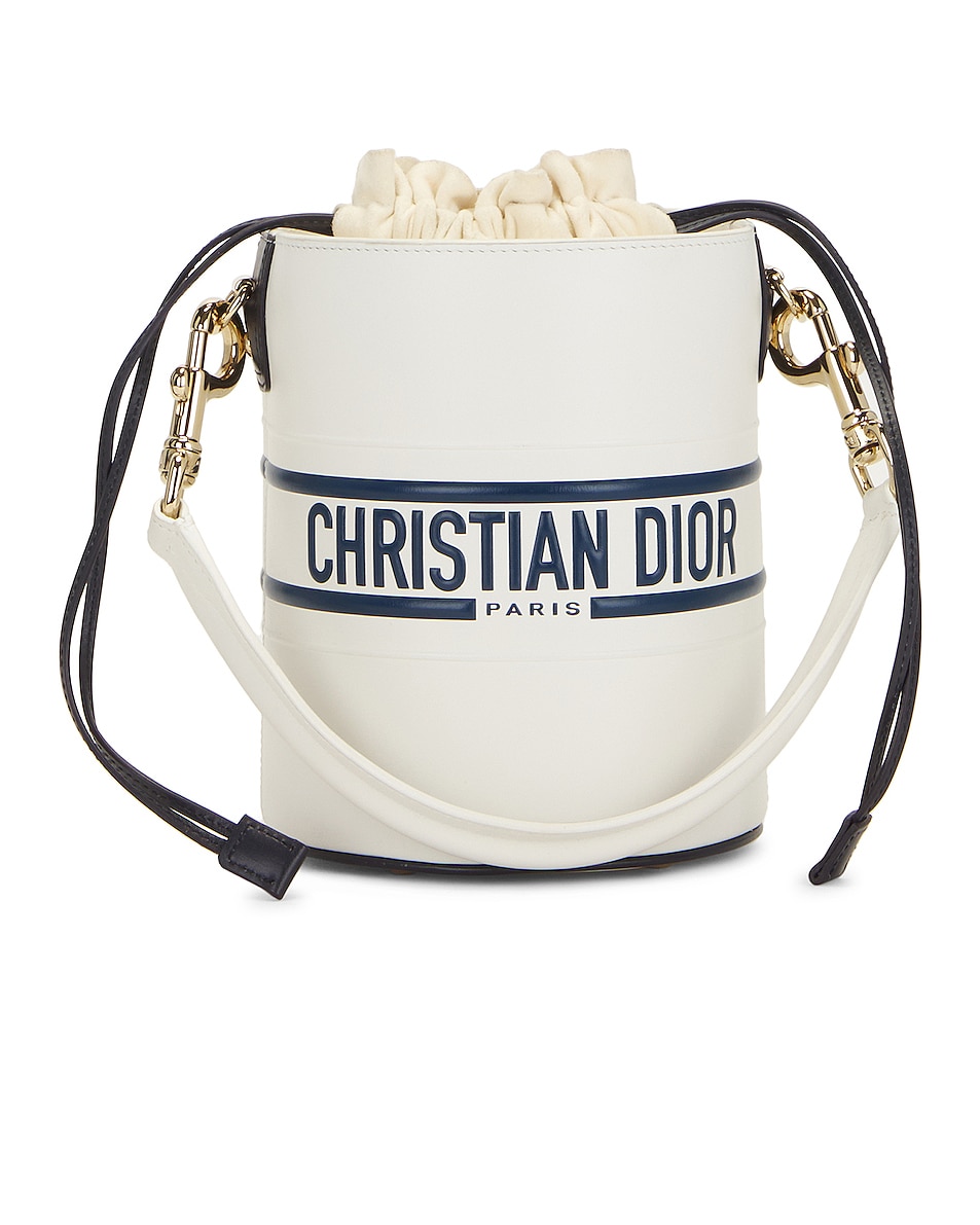 Image 1 of FWRD Renew Dior Leather Vibe Bucket Bag in White