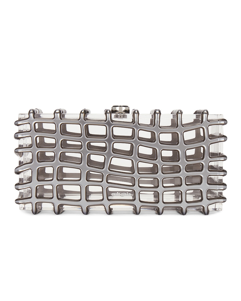 Image 1 of Cult Gaia Rina Clutch in Shiny Silver