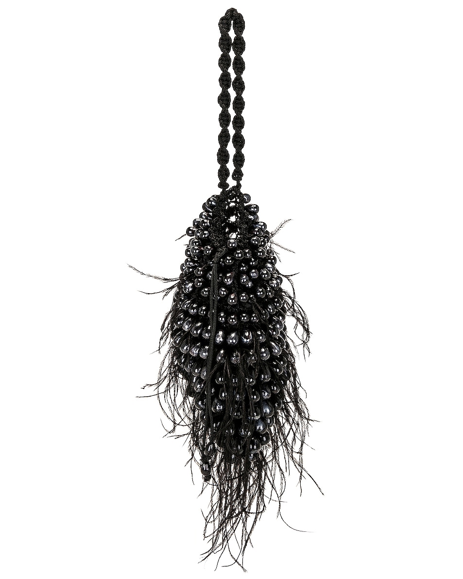 Image 1 of Cult Gaia Dory Feather Wristlet in Black