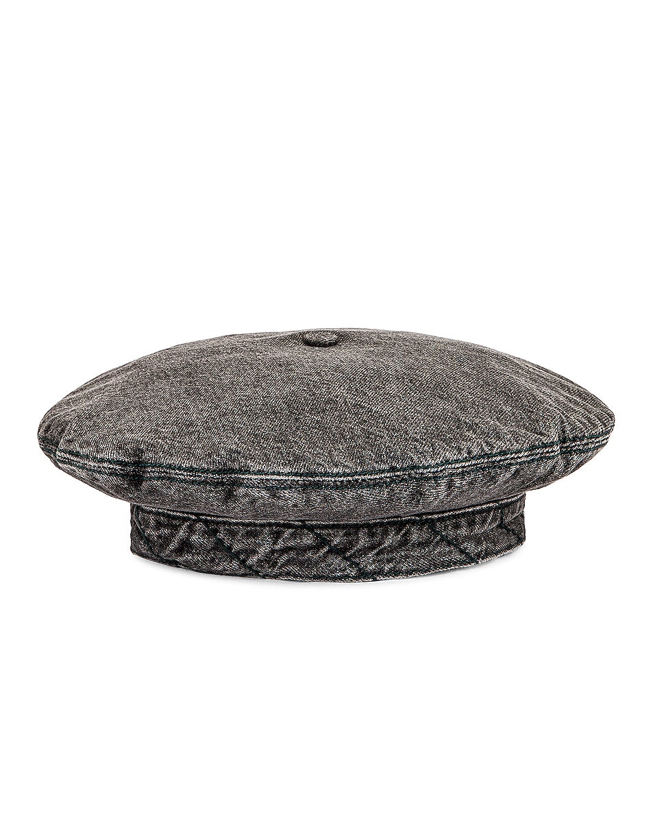 Image 1 of Ganni Quilt Denim Hat in Sharkskin