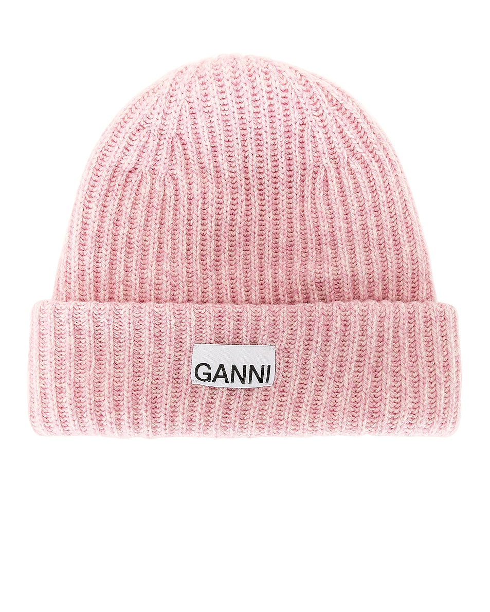Image 1 of Ganni Structured Rib Beanie in Lilac Sheet