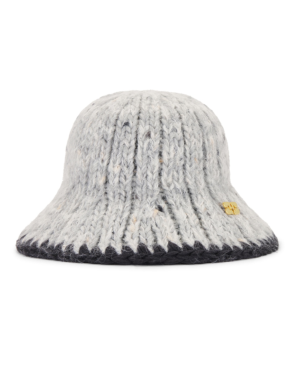 Image 1 of Ganni Handknit Bucket Hat in Paloma Melange