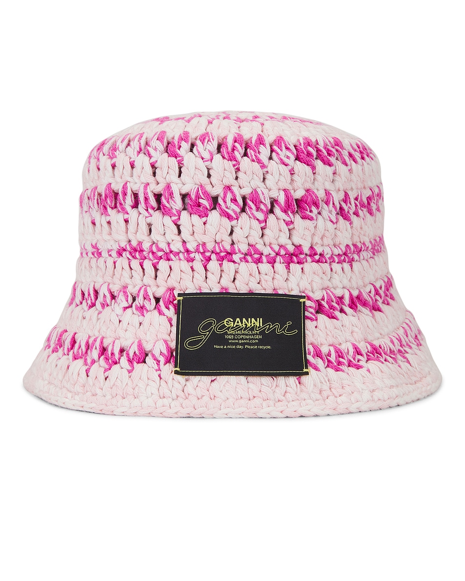 Image 1 of Ganni Crochet Bucket Hat in Multicolour