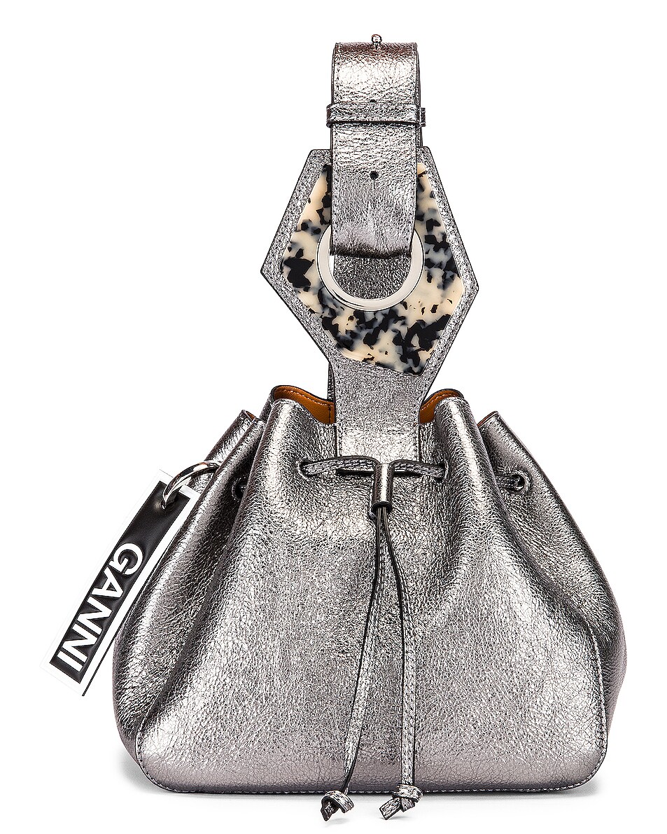 Image 1 of Ganni Leather Bag in Dark Silver