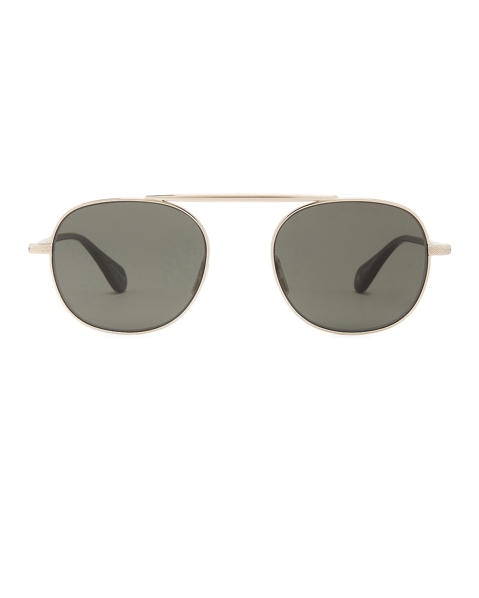 Image 1 of Garrett Leight Van Buren II Sun Sunglasses in Silver-Sea Grey/ Flat Pure Blue Smoke