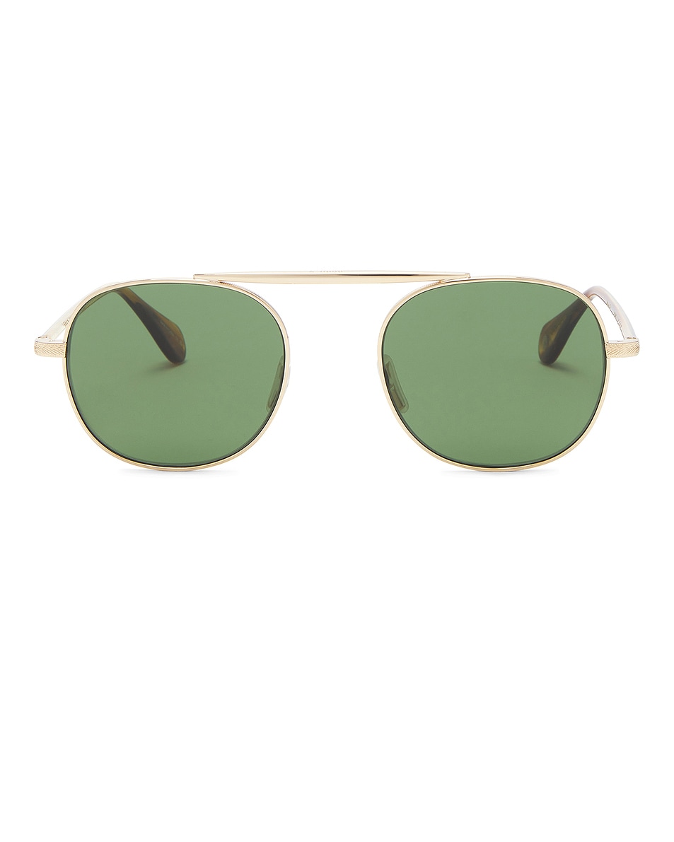 Image 1 of Garrett Leight Van Buren II Sun in Gold-sap Tortoise & Flat Pure Green