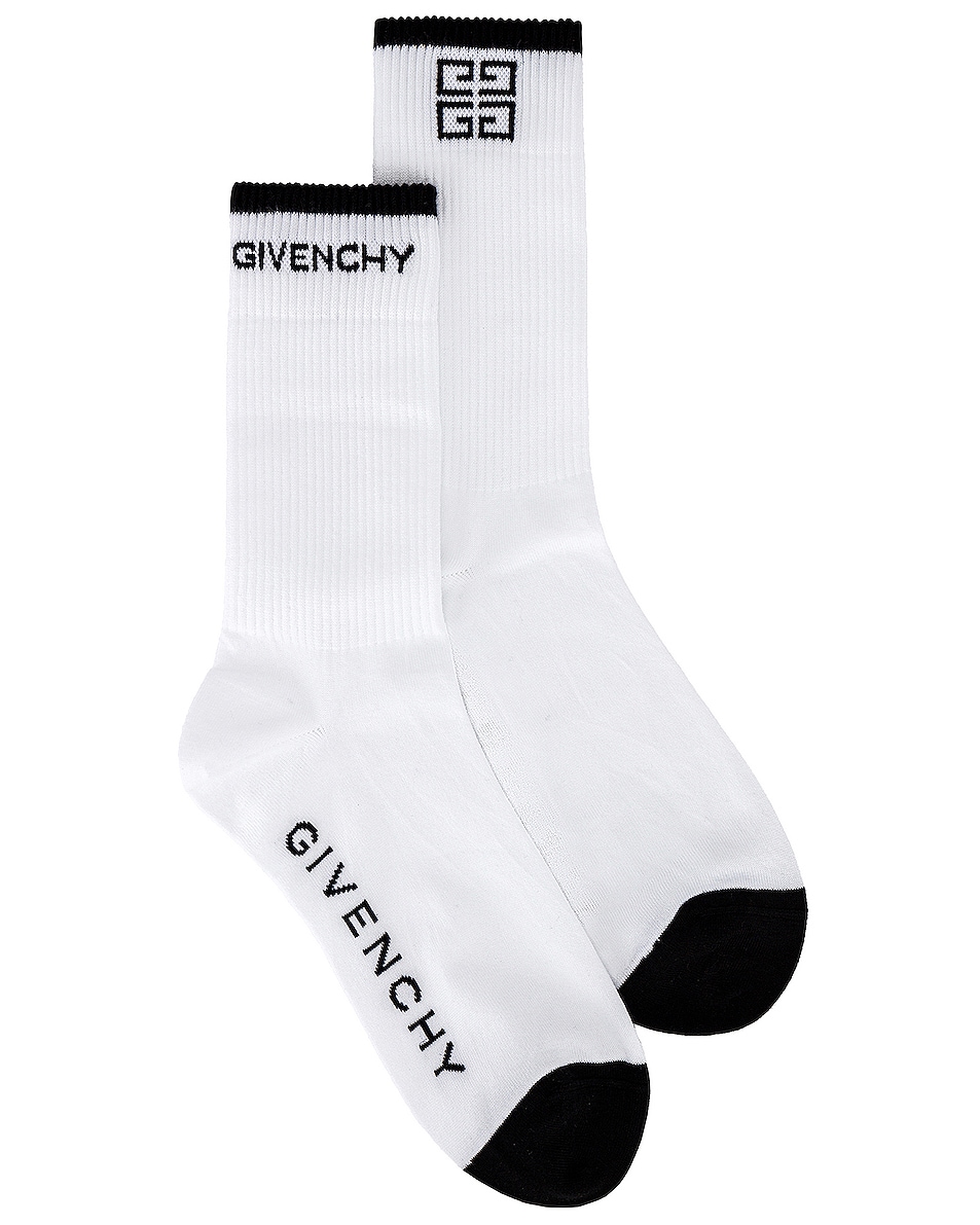 Image 1 of Givenchy 4G Socks in White & Black