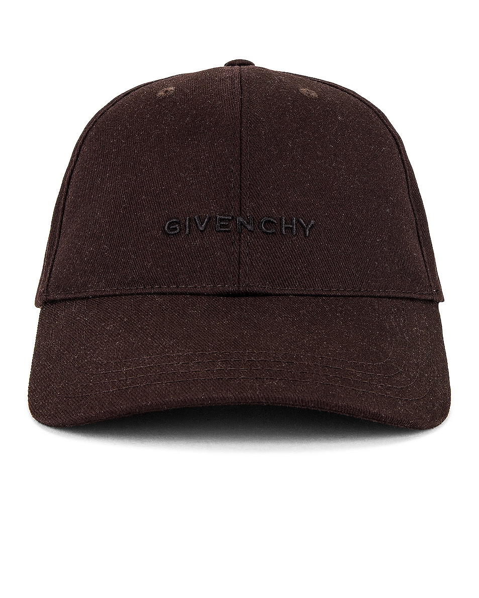 Image 1 of Givenchy Embroidered Curved Cap in Chocolate