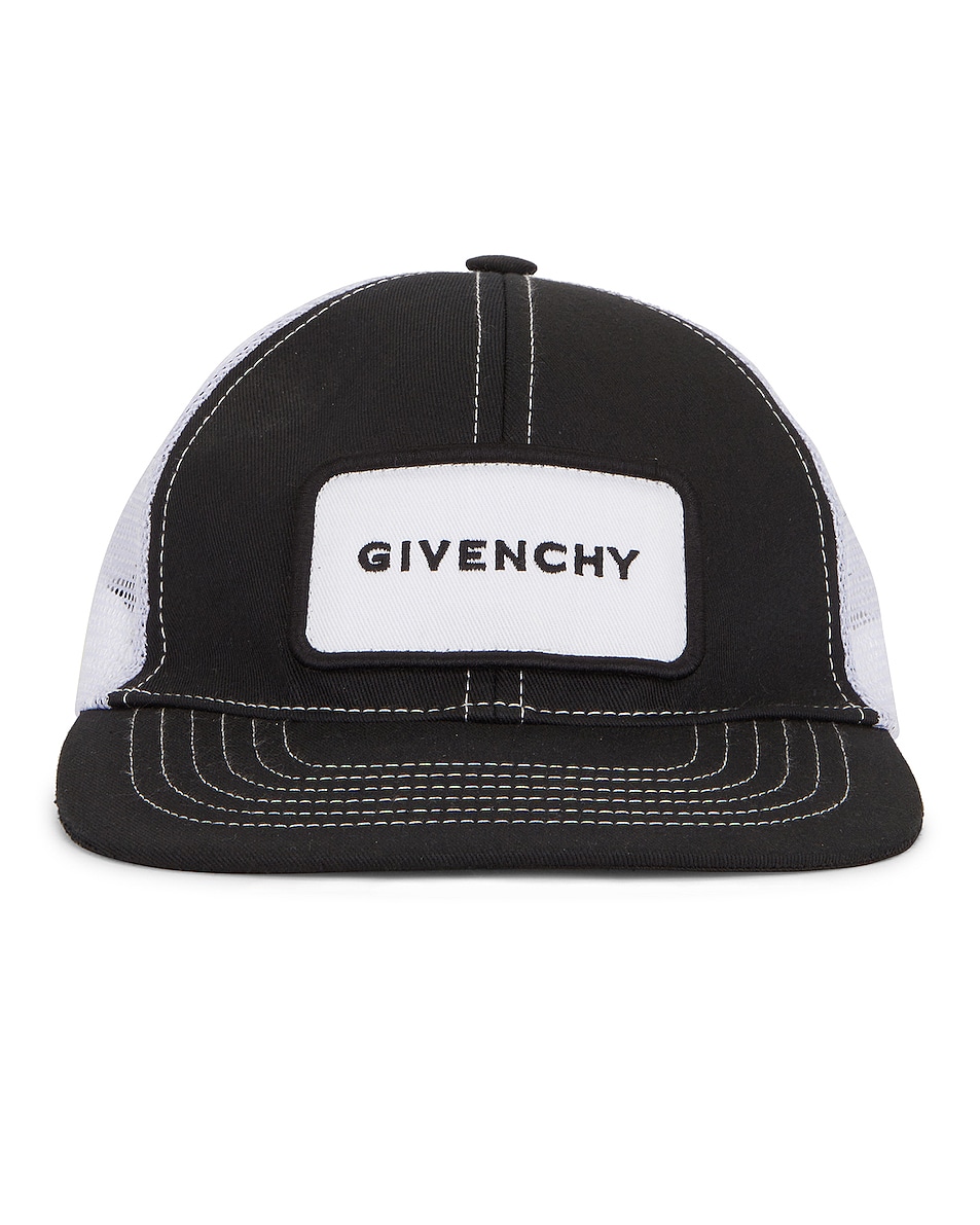 Image 1 of Givenchy Flat Brim Trucker Hat in Black