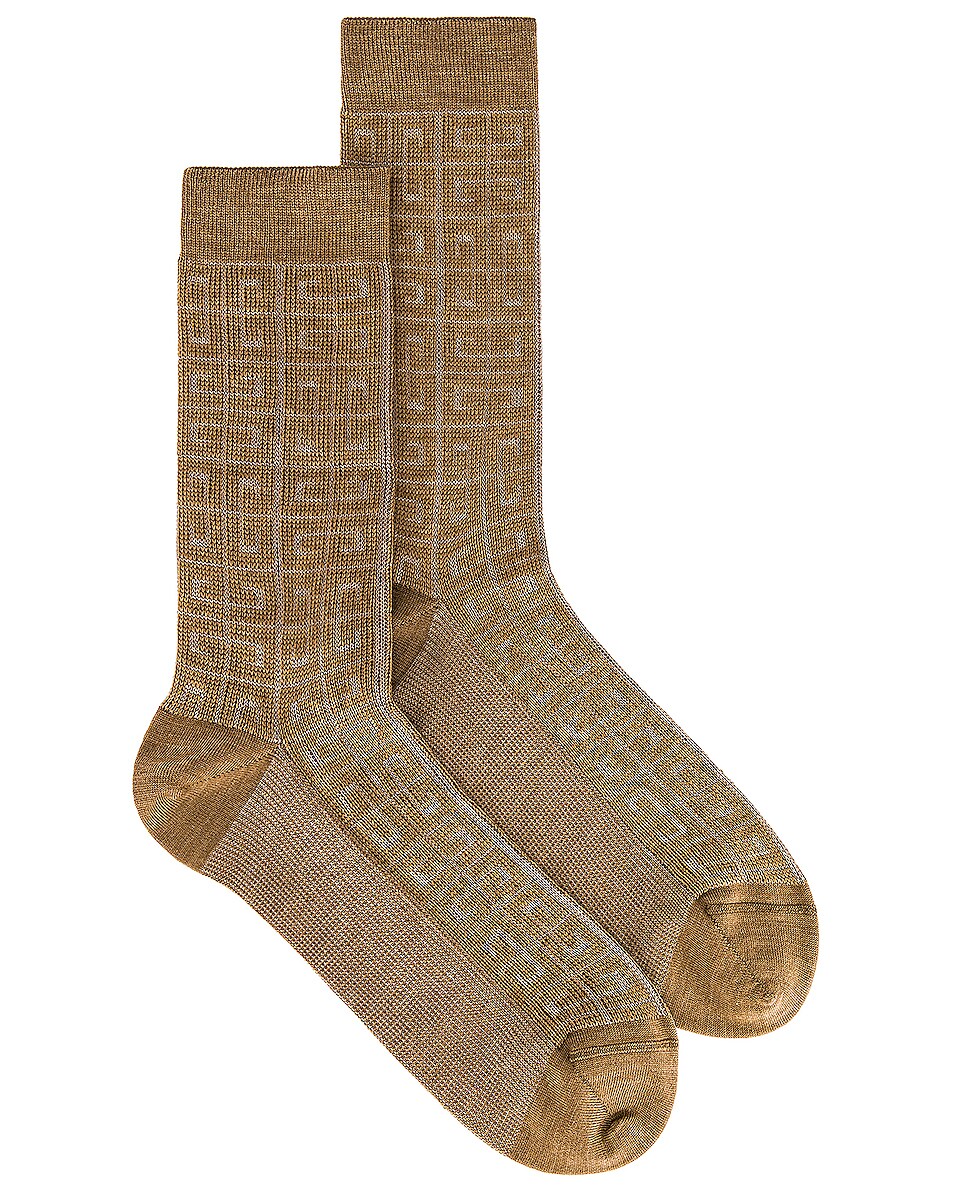 Image 1 of Givenchy All Over 4G Socks in Beige Camel