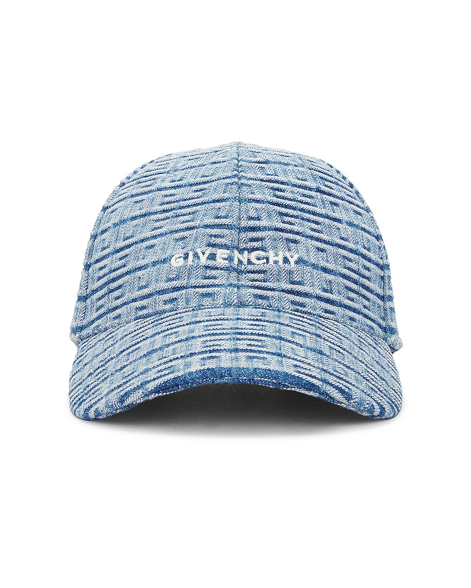 Image 1 of Givenchy Givenchy Embroidered Logo Denim Curved Cap in Light Blue