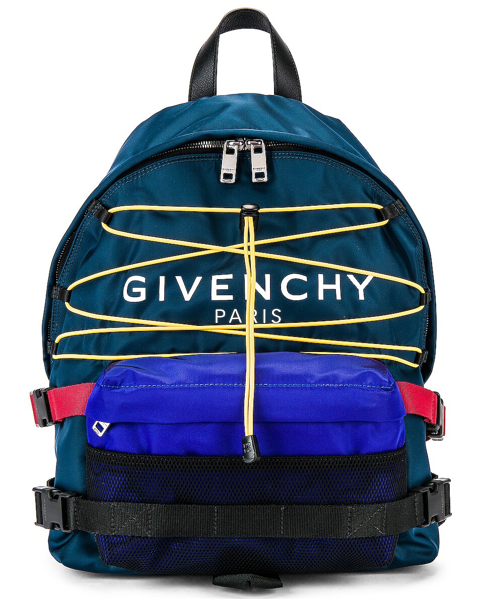 Image 1 of Givenchy Hiking Logo Backpack in Blue & Yellow