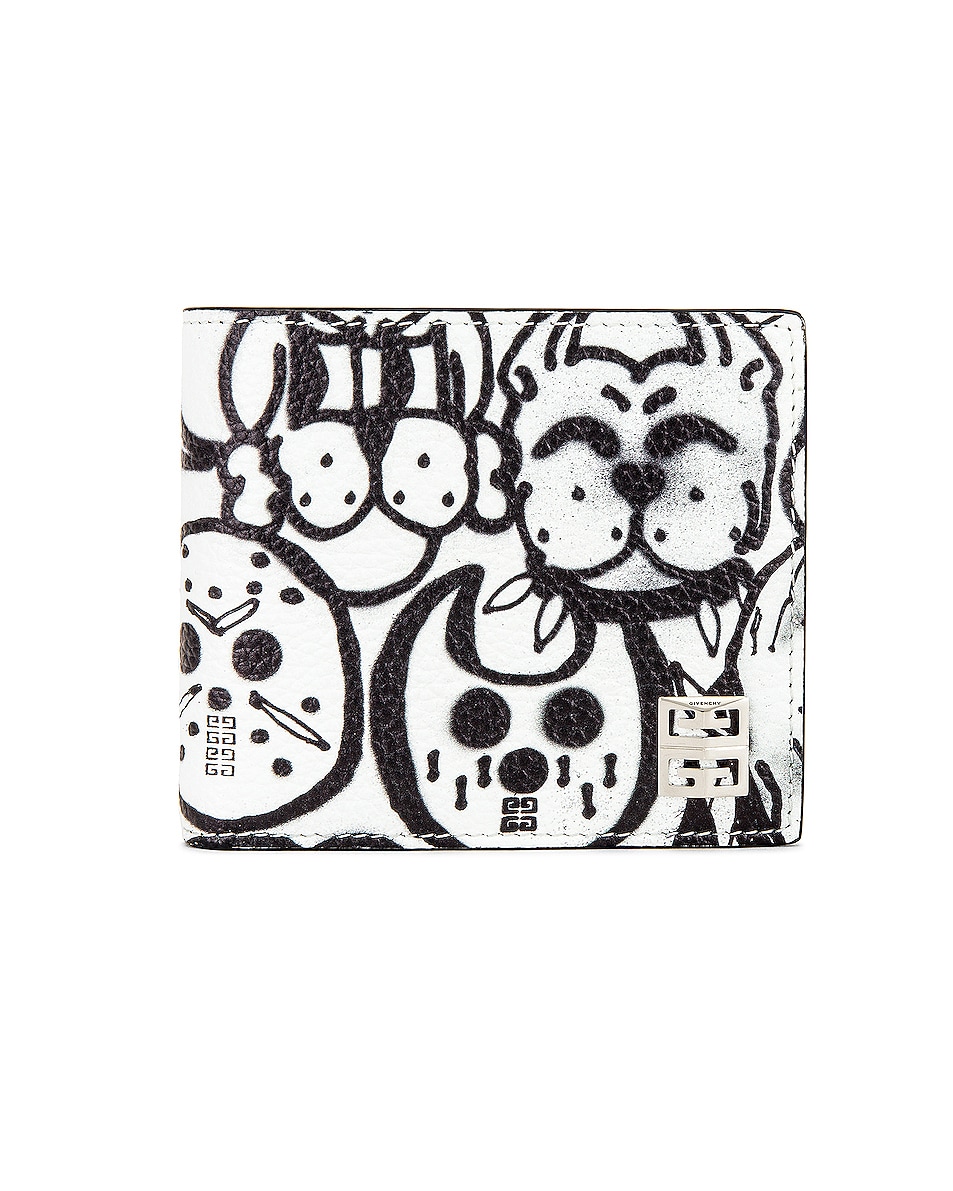 Image 1 of Givenchy Printed Billfold Coin Wallet in White & Black