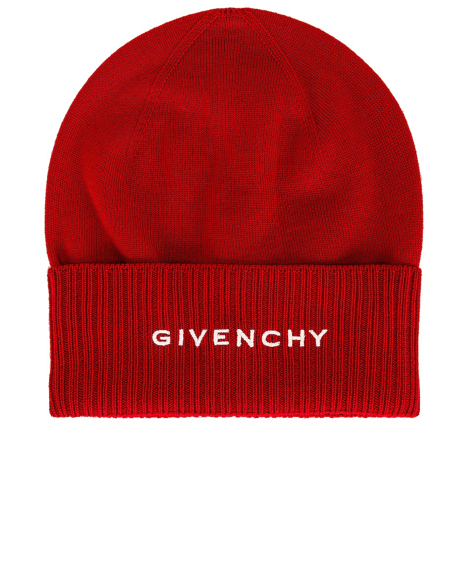 Image 1 of Givenchy 4G Beanie in Red & White