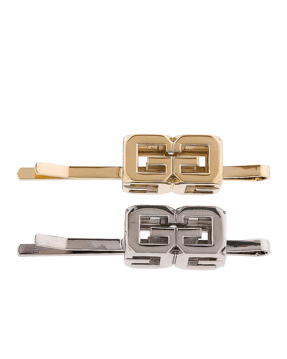 Image 1 of Givenchy G Cube Hair Accessory in Golden & Silvery