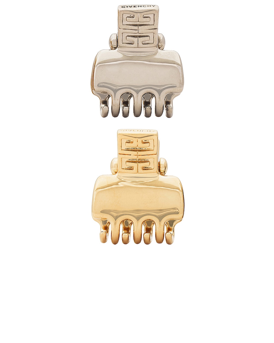 Image 1 of Givenchy Small Hair Clip Set in Golden & Silvery