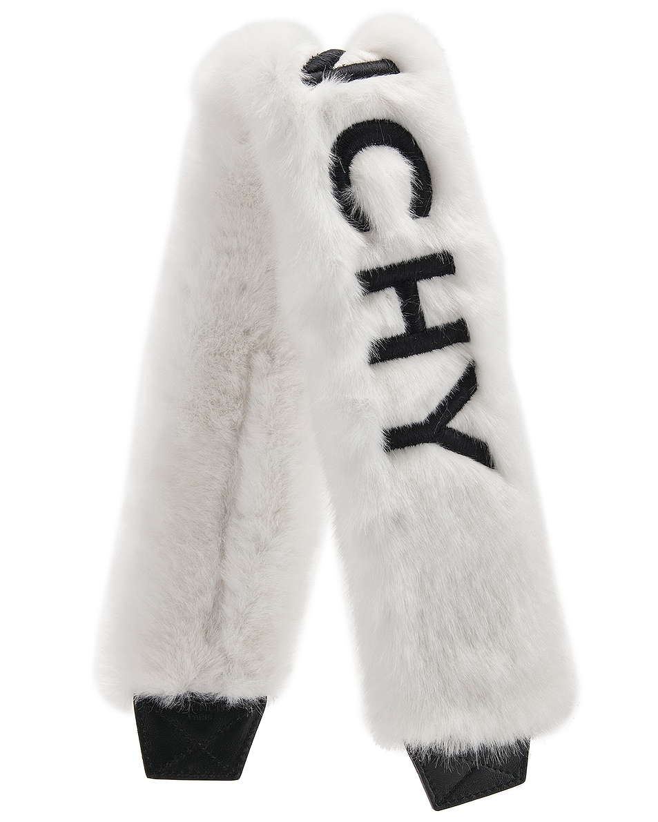 Image 1 of Givenchy Faux Fur Logo Bag Strap in White