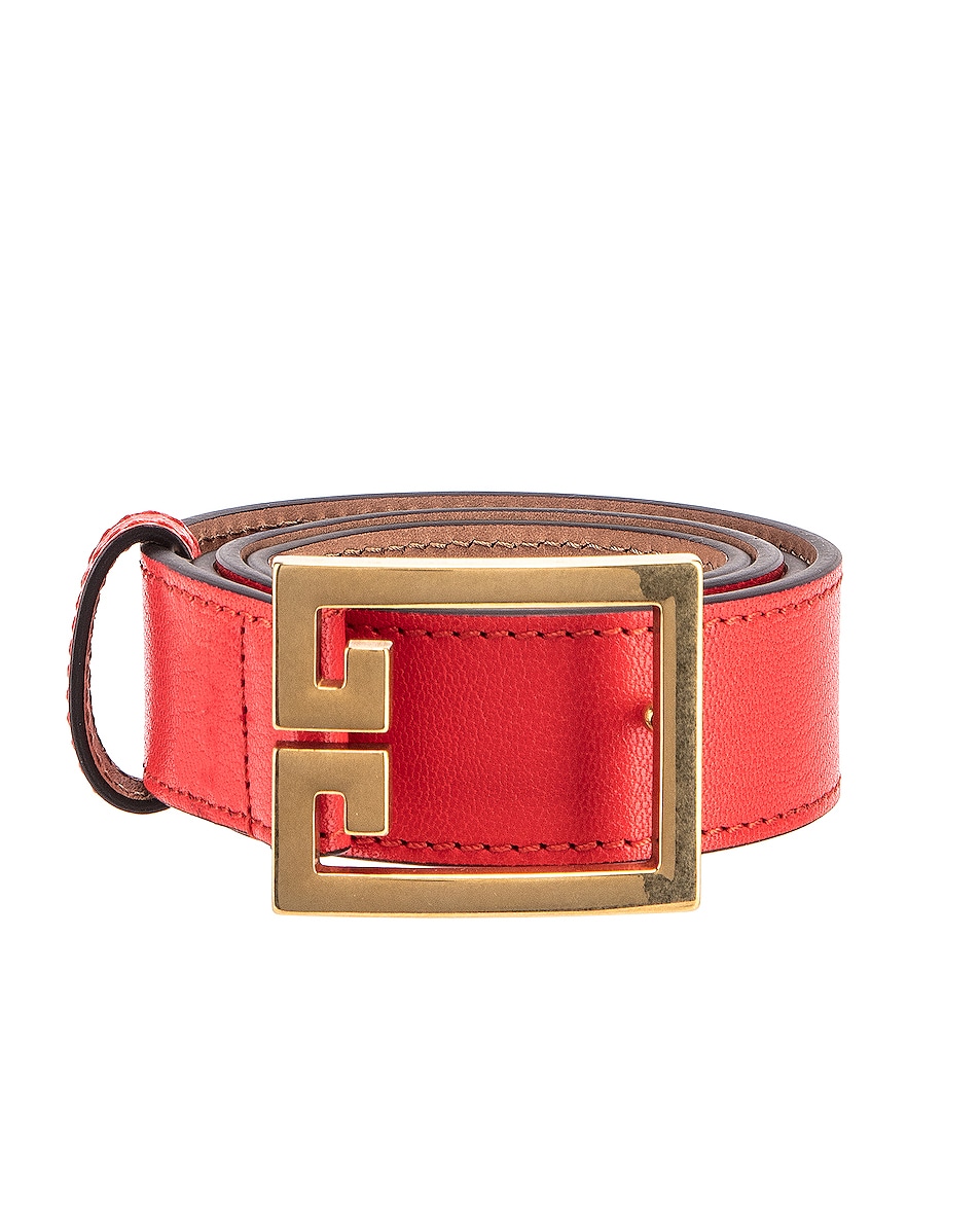 Image 1 of Givenchy GV3 Leather Buckle Belt in Red