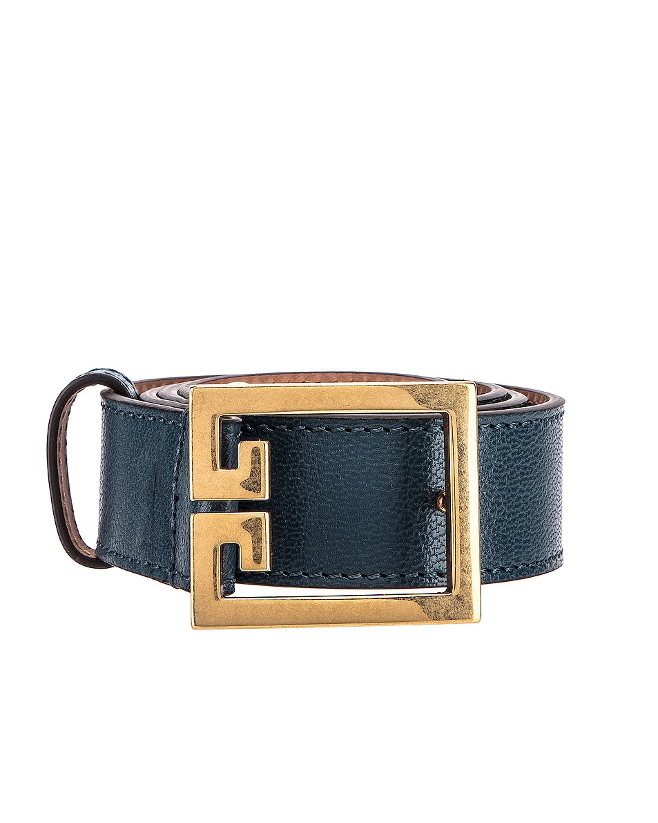 Image 1 of Givenchy GV3 Leather Buckle Belt in Oil Blue