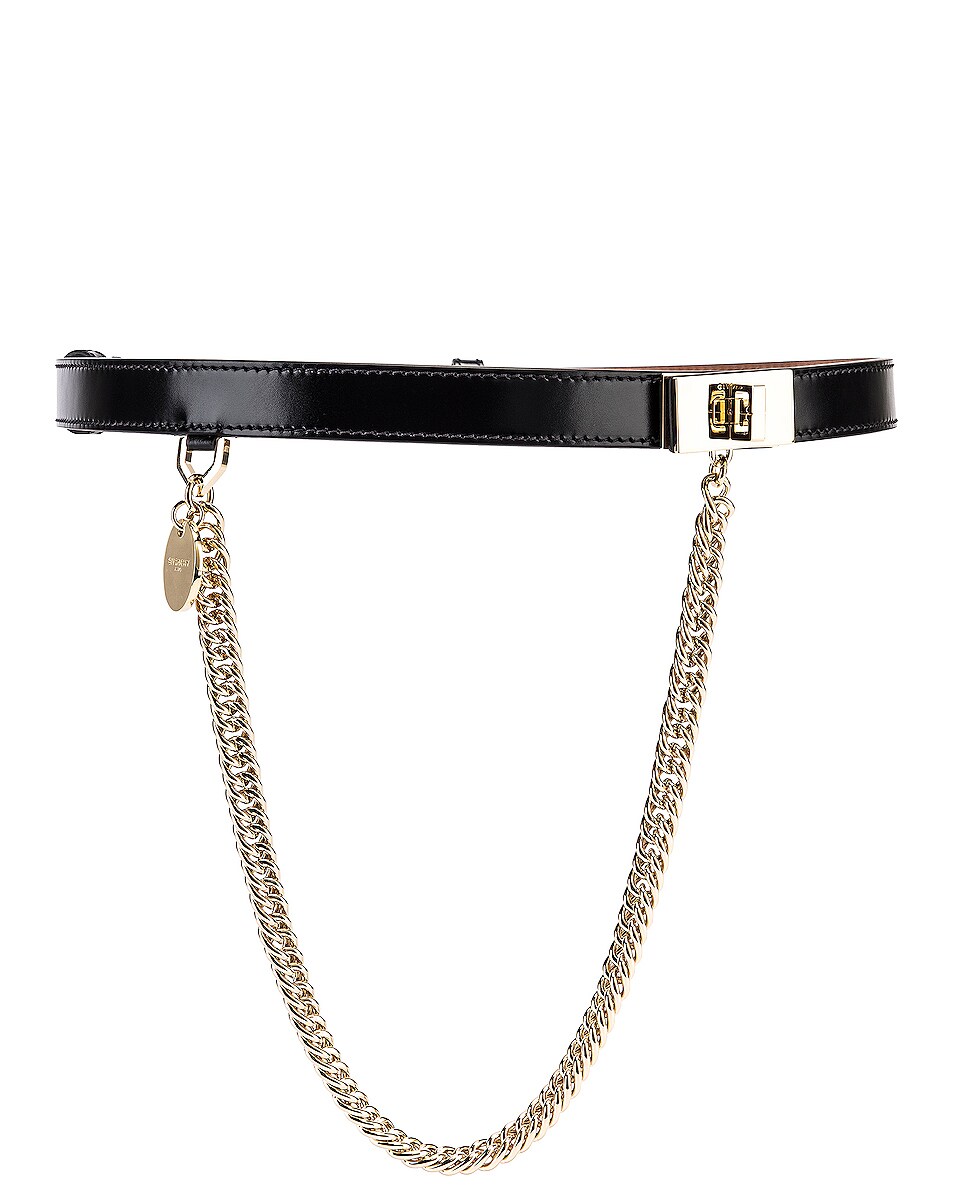 Image 1 of Givenchy Turnlock Chain Leather Belt in Black