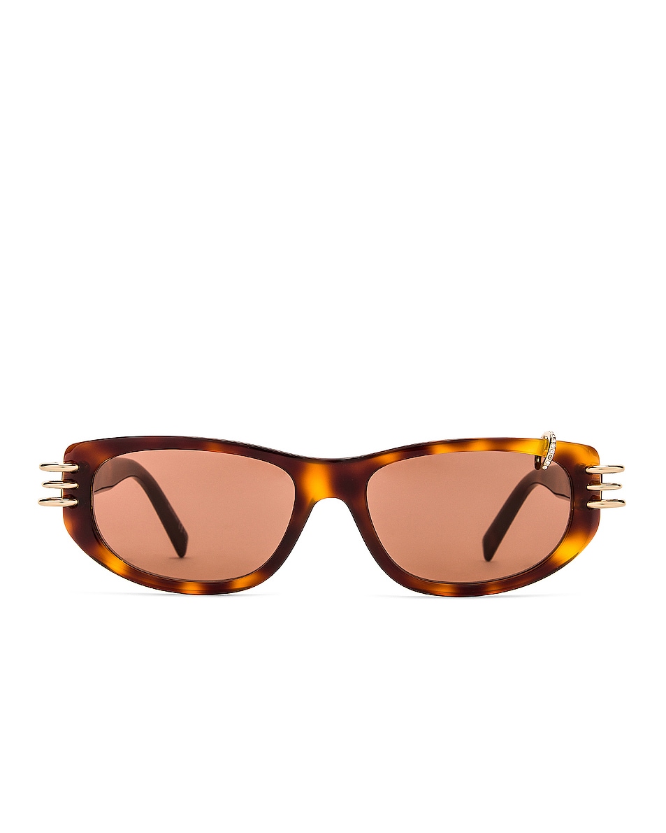 Image 1 of Givenchy Pierced Sunglasses in Dark Havana & Brown
