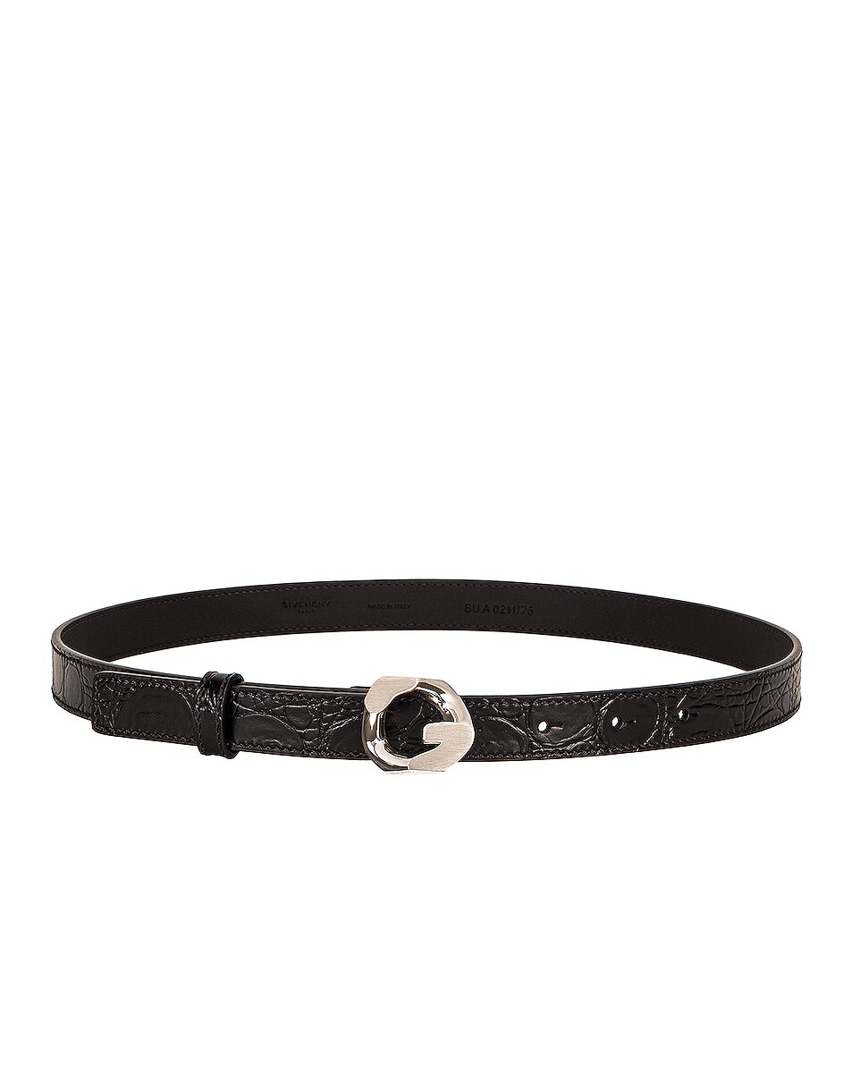 Image 1 of Givenchy G Chain Embossed Croc Buckle Belt in Black