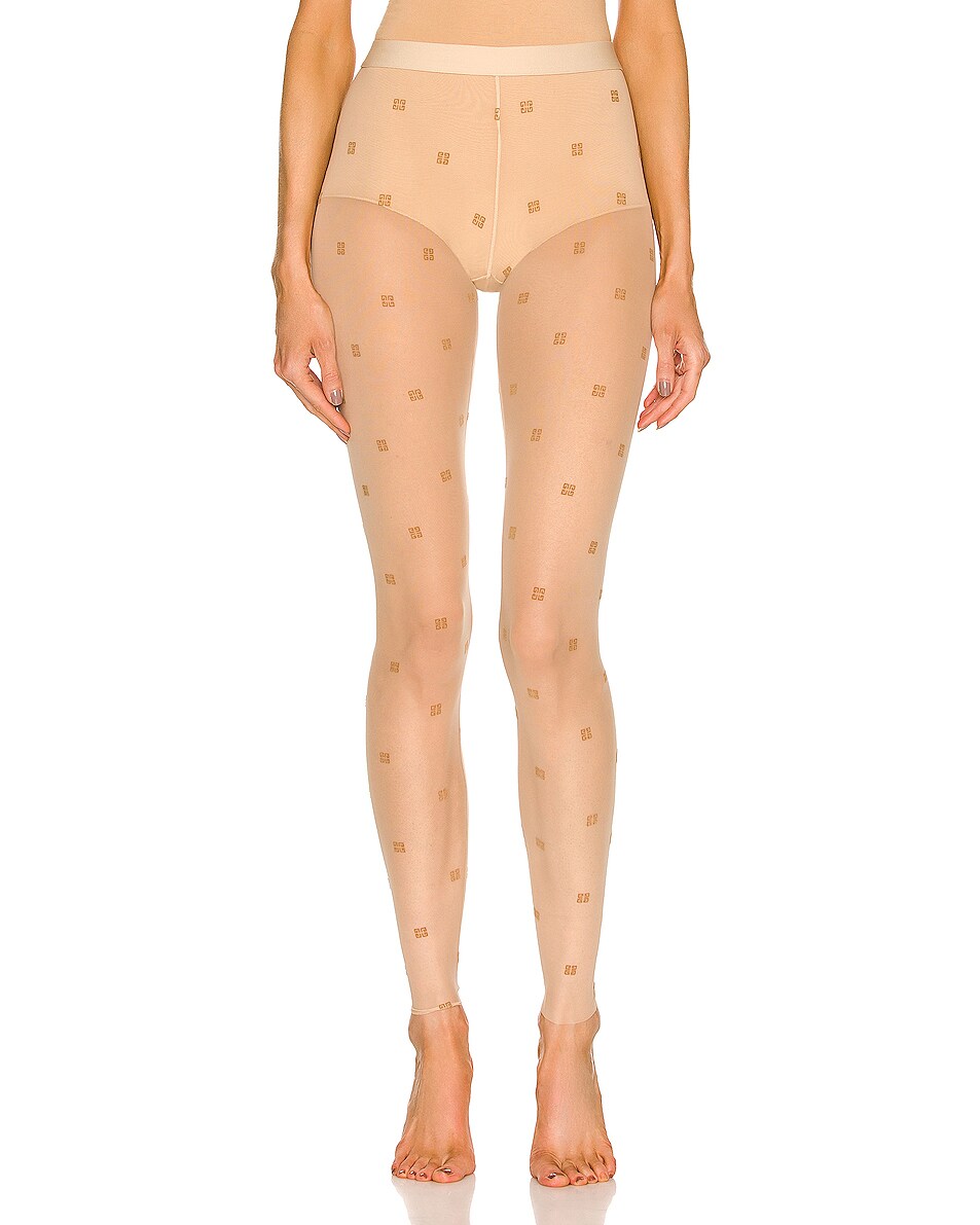 Image 1 of Givenchy for FWRD 4G Jacquard Transparent Legging in Light Beige & Beige