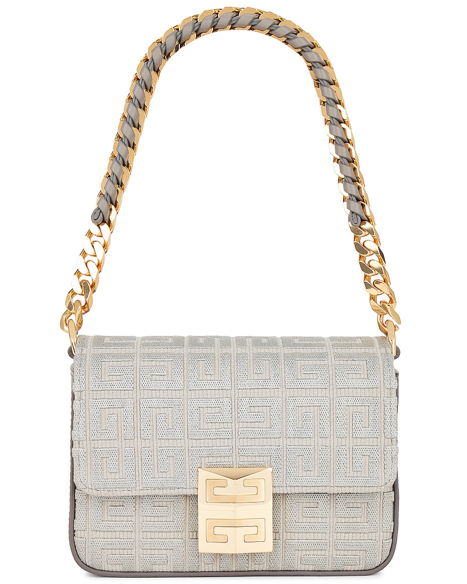 Image 1 of Givenchy 4G Small Crossbody Bag With Woven Chain in Stone Grey