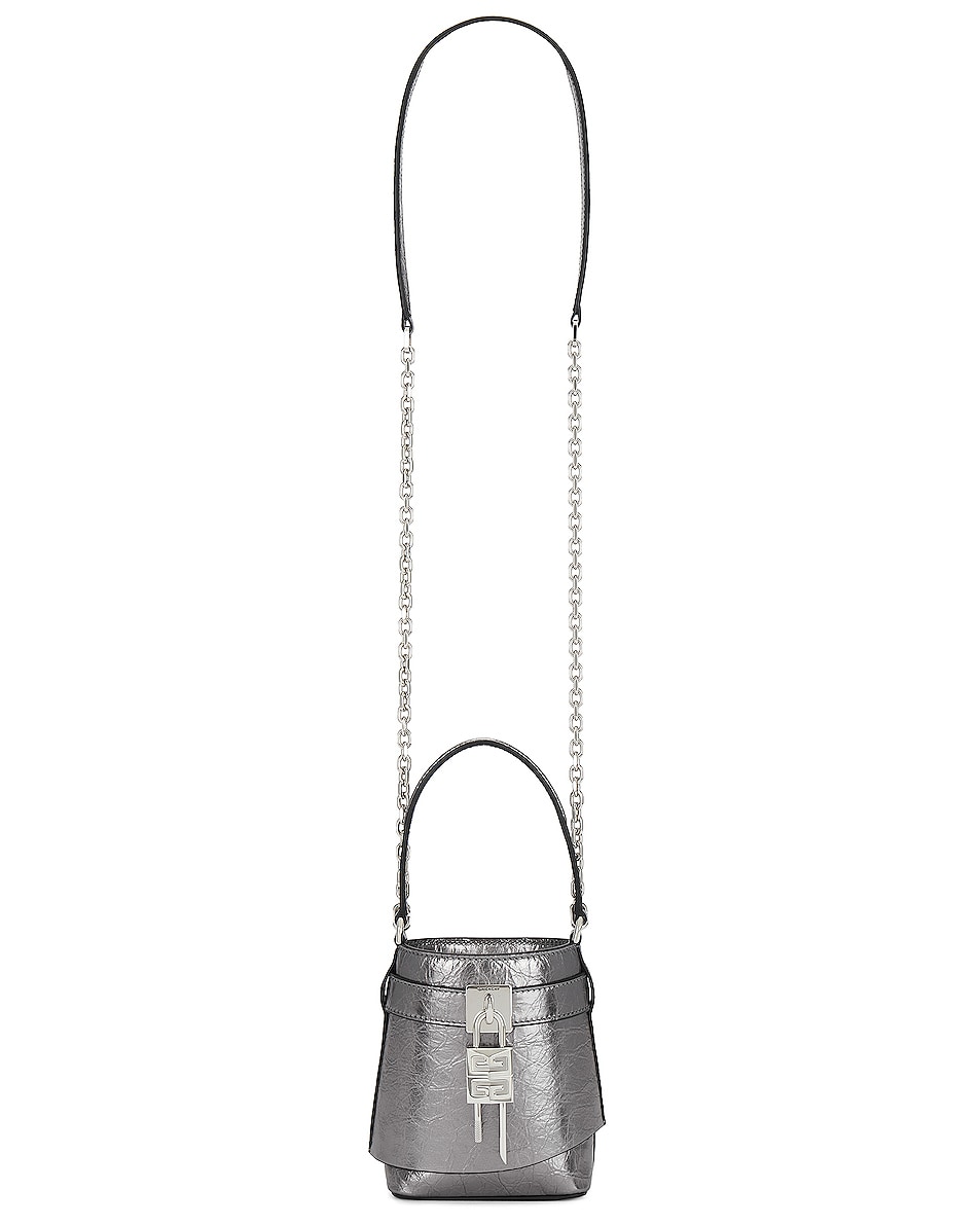 Image 1 of Givenchy Micro Shark Lock Bucket Bag in Silvery Grey