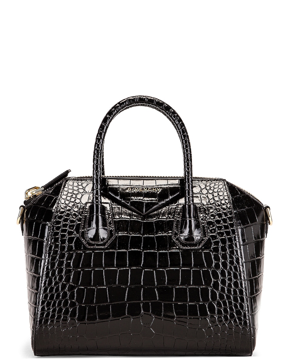Image 1 of Givenchy Small Crocodile Embossed Antigona in Black