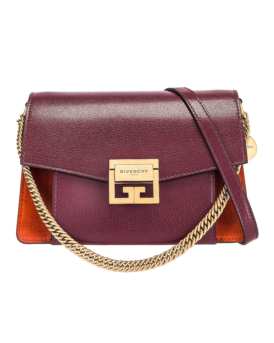 Image 1 of Givenchy Small Leather & Suede GV3 in Burgundy & Red