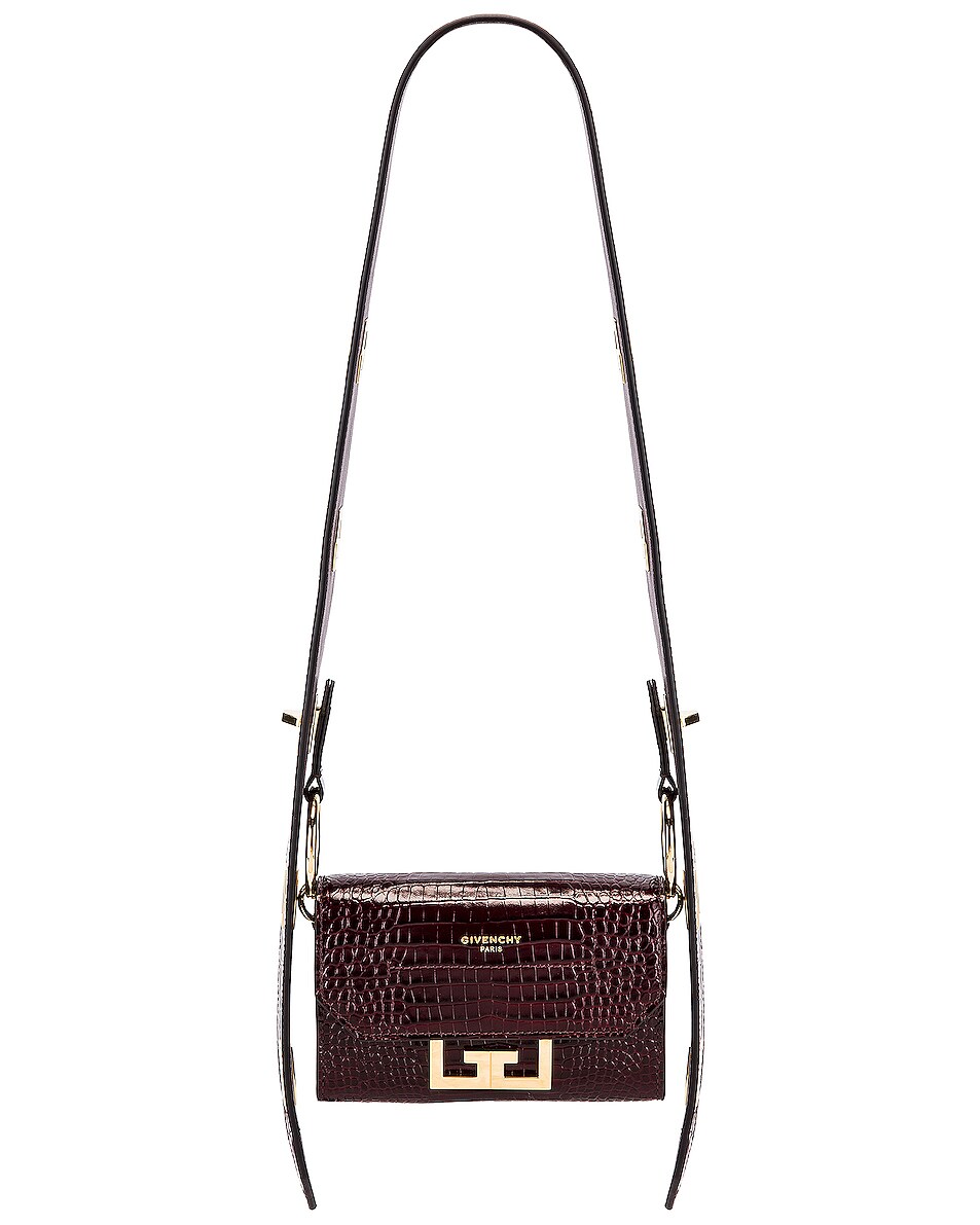 Image 1 of Givenchy Nano Eden Crocodile Embossed Leather Bag in Aubergine