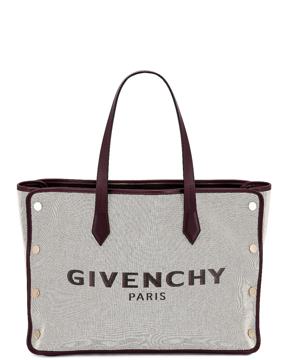 Image 1 of Givenchy Medium Bond Canvas & Leather Tote in Aubergine