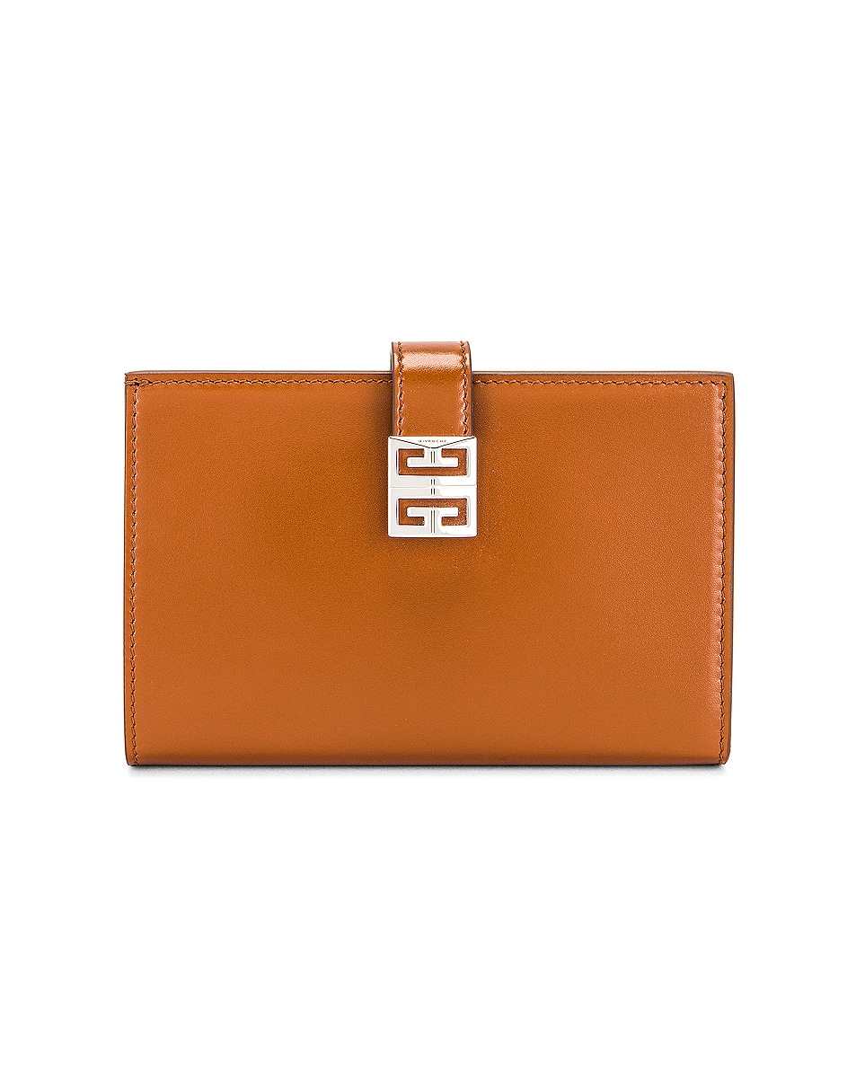 Givenchy 4g Leather Bi-fold Wallet In Chestnut