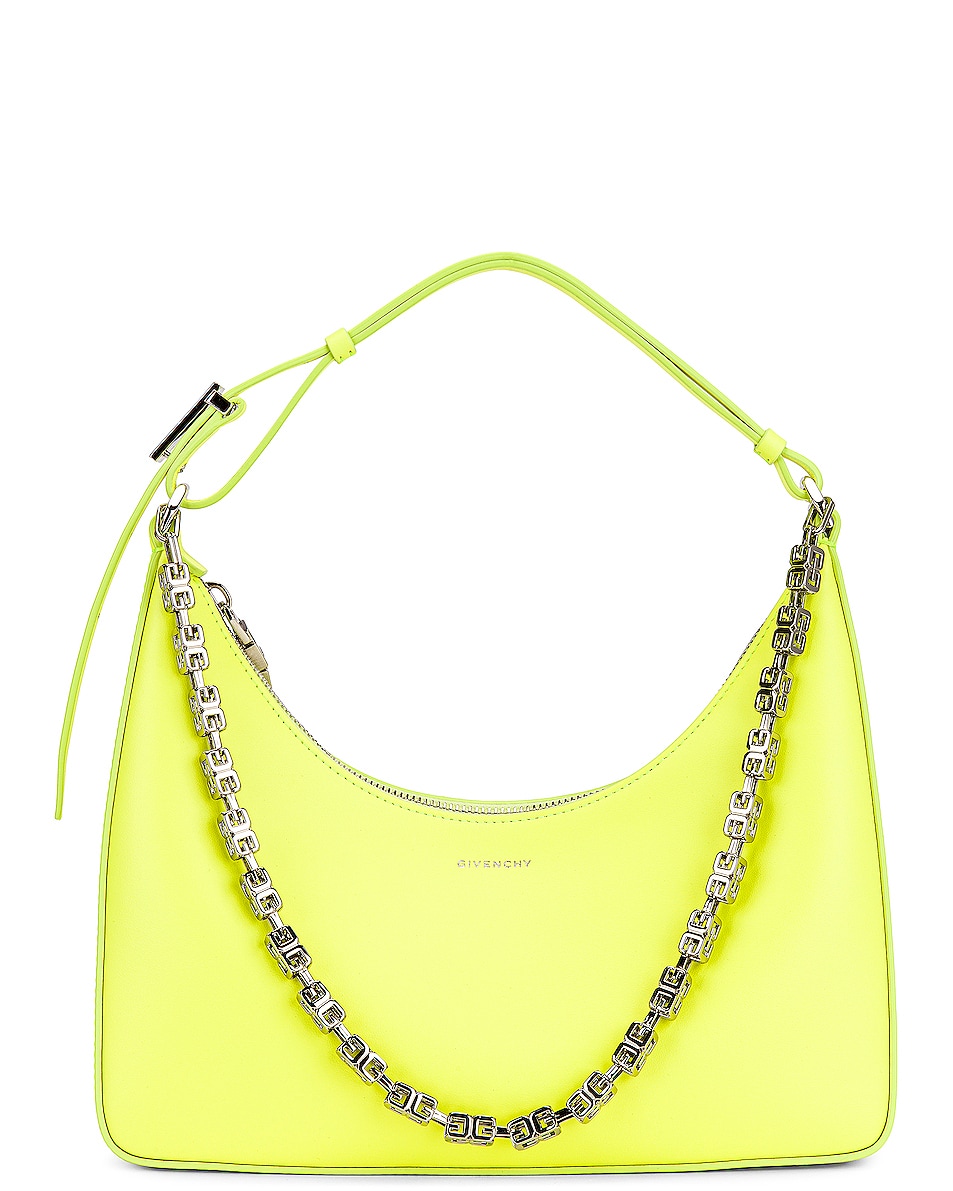 Image 1 of Givenchy Small Moon Cut-Out Hobo Bag in Fluo Yellow