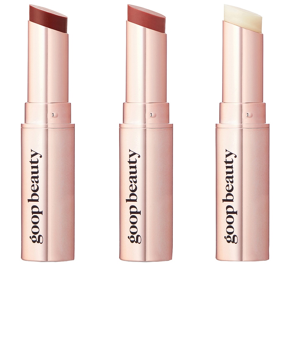 Image 1 of Goop Goopgenes Clean Nourishing Lip Balm Trio, Rose + Garnet in