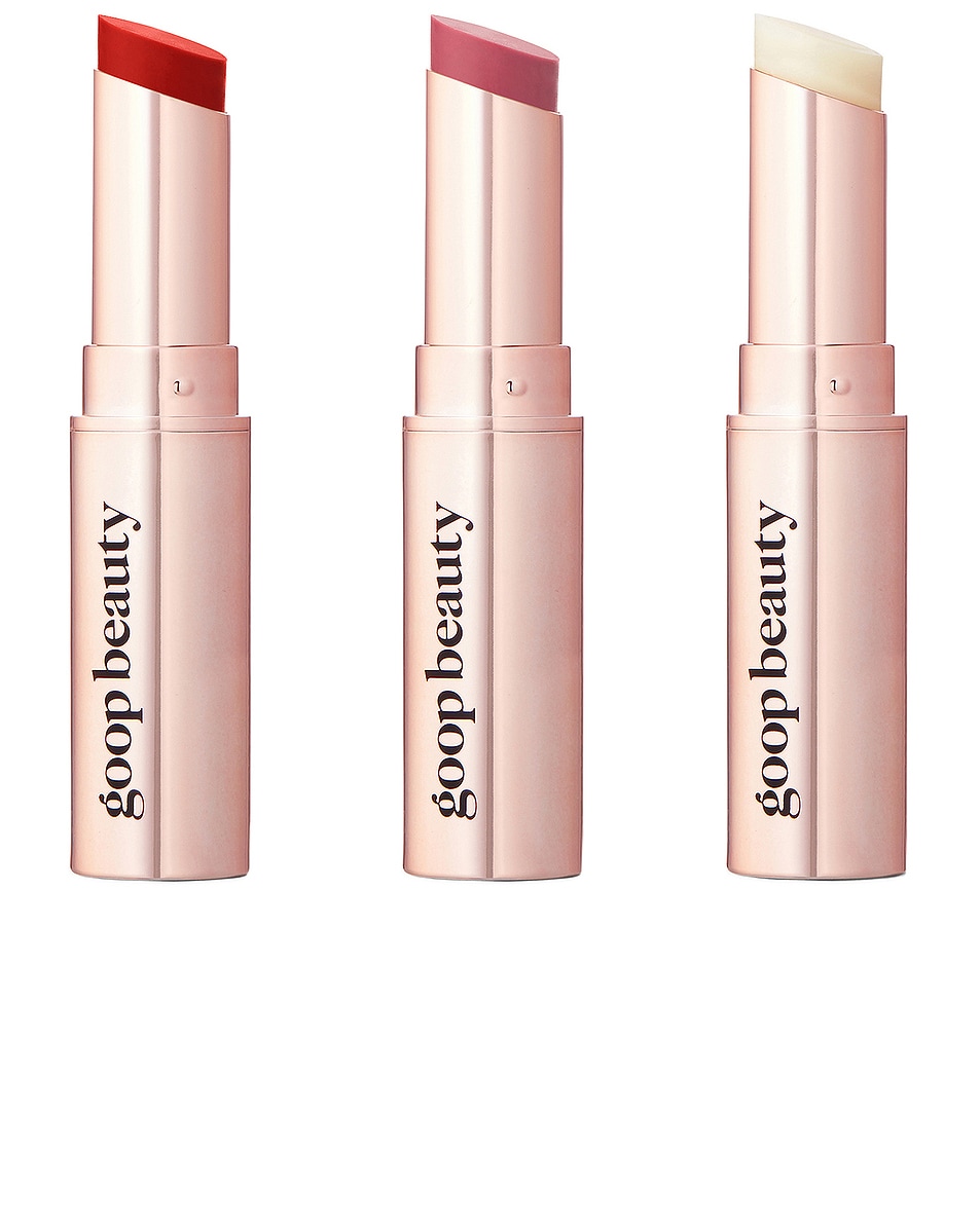 Image 1 of Goop Goopgenes Clean Nourishing Lip Balm Trio, Tomato + Peony in 